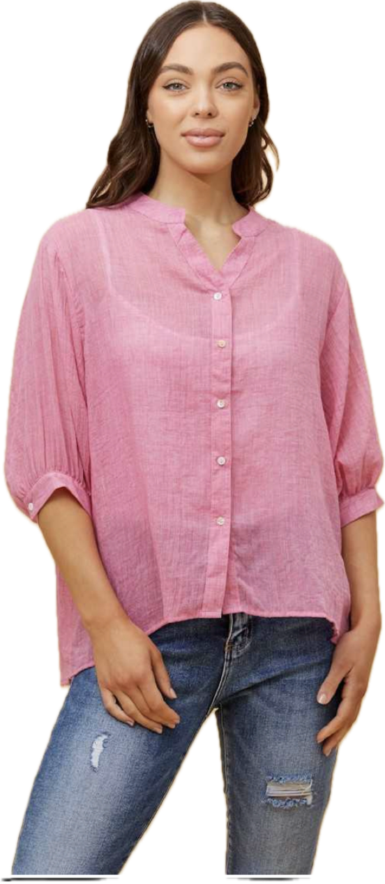 Bellina button up shirt -Fushcia