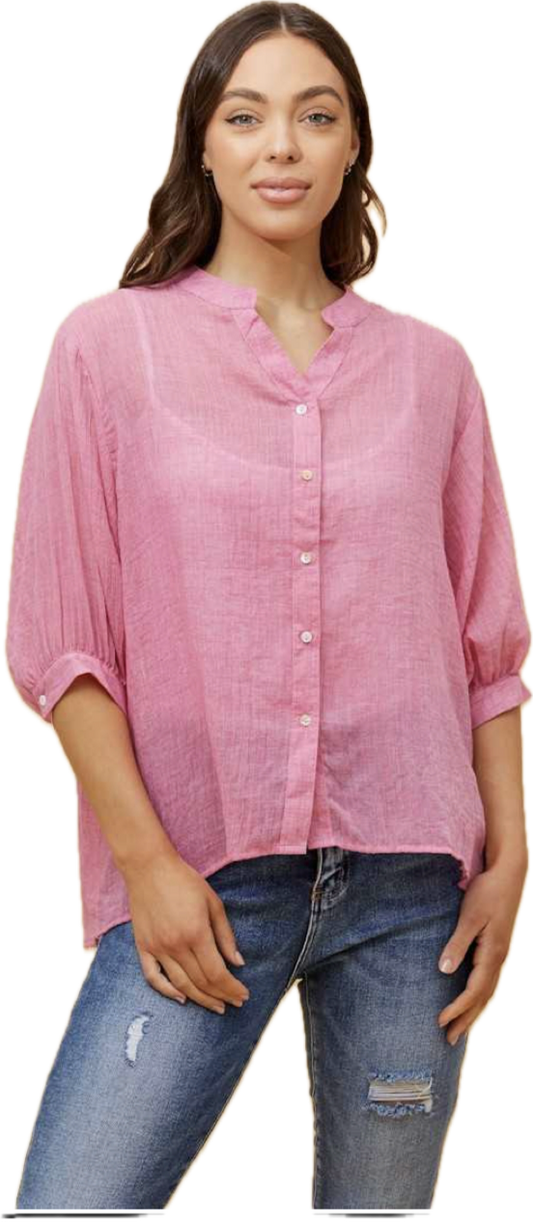 Bellina button up shirt -Fushcia