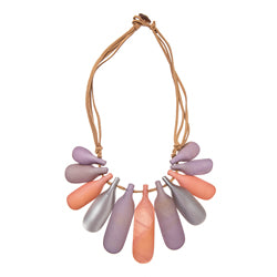 pastel colored bottle-shaped pendants with leather lace and adjustable clasp necklace