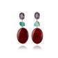 crimson oval gemstone drop earrings