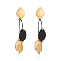 black and gold pebble drop dangling earrings