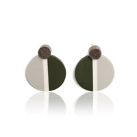 two tone button earrings