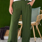 wide shirred elastic waistband lounge pants with side pockets in olive
