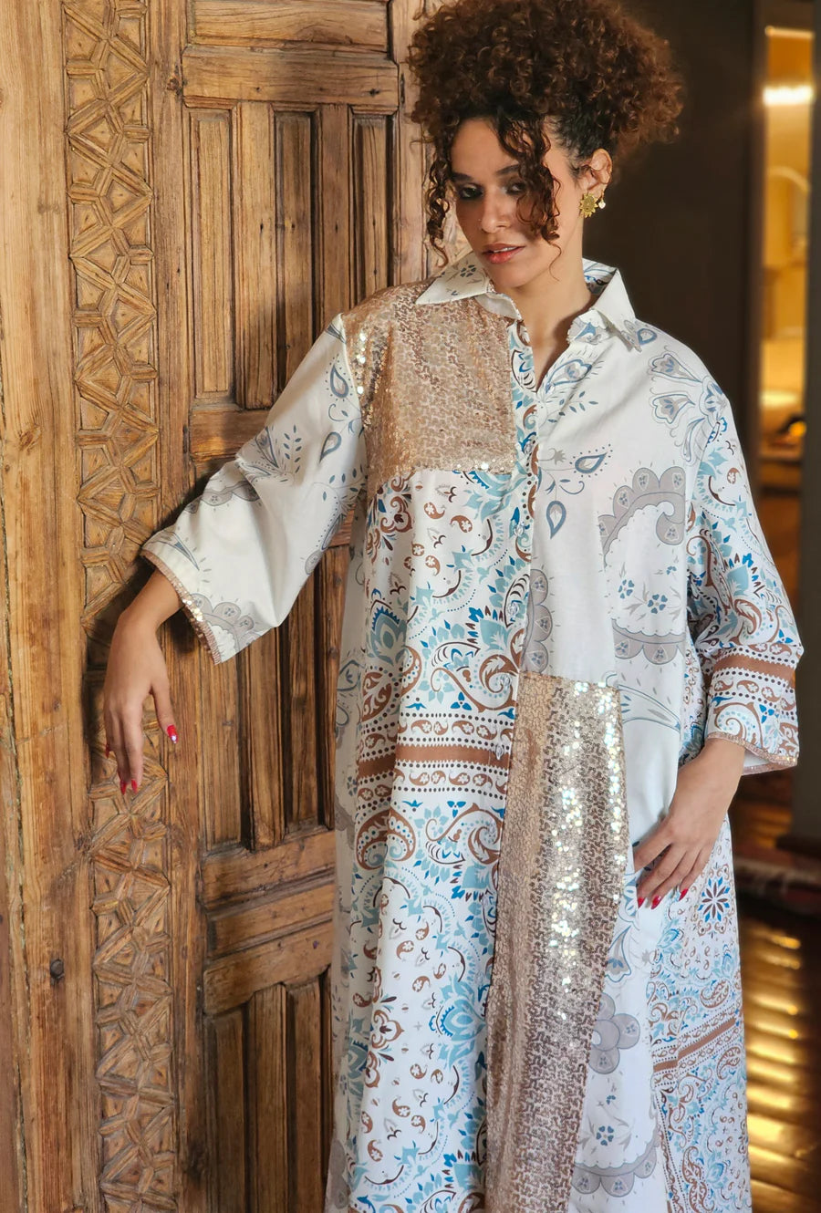 "Cultural Chic: The Enchanting Ethnic Shirt Dress"