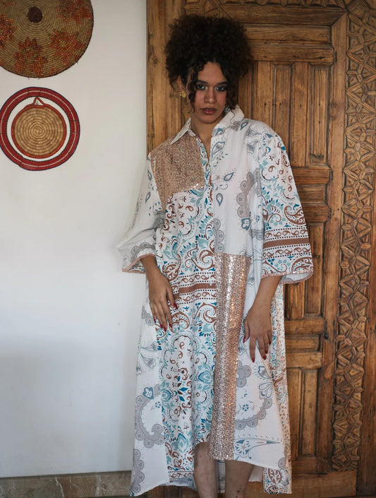 "Cultural Chic: The Enchanting Ethnic Shirt Dress"