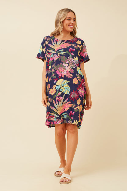 VINE TROPICAL PRINT DRESS