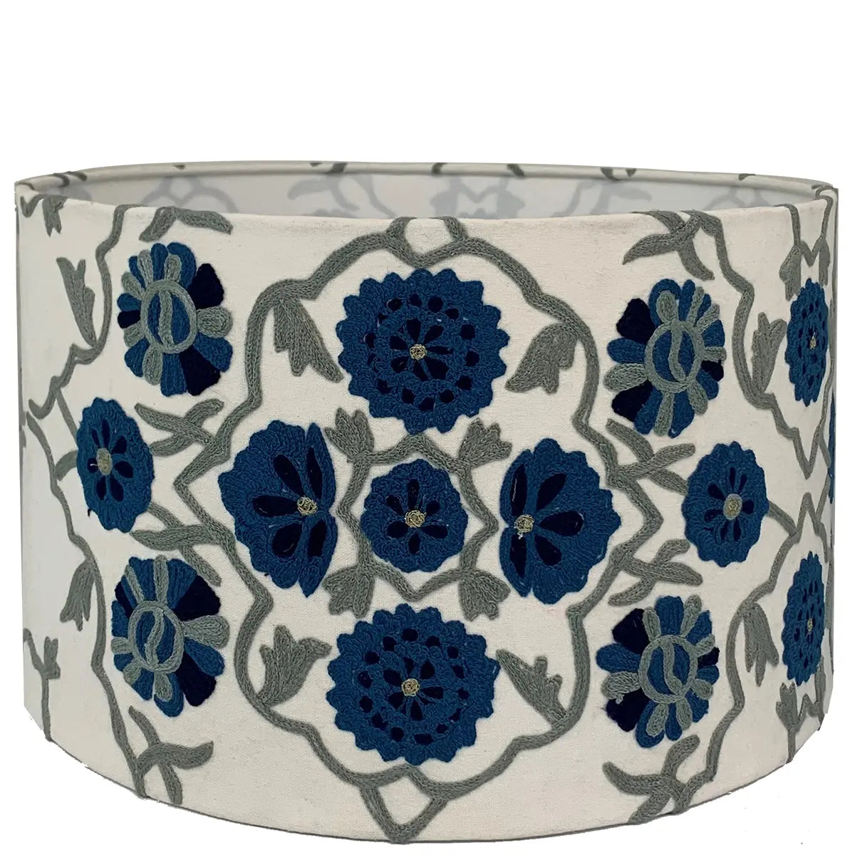 Suzani Drum Lampshade - Blue – Cave Woman Australia