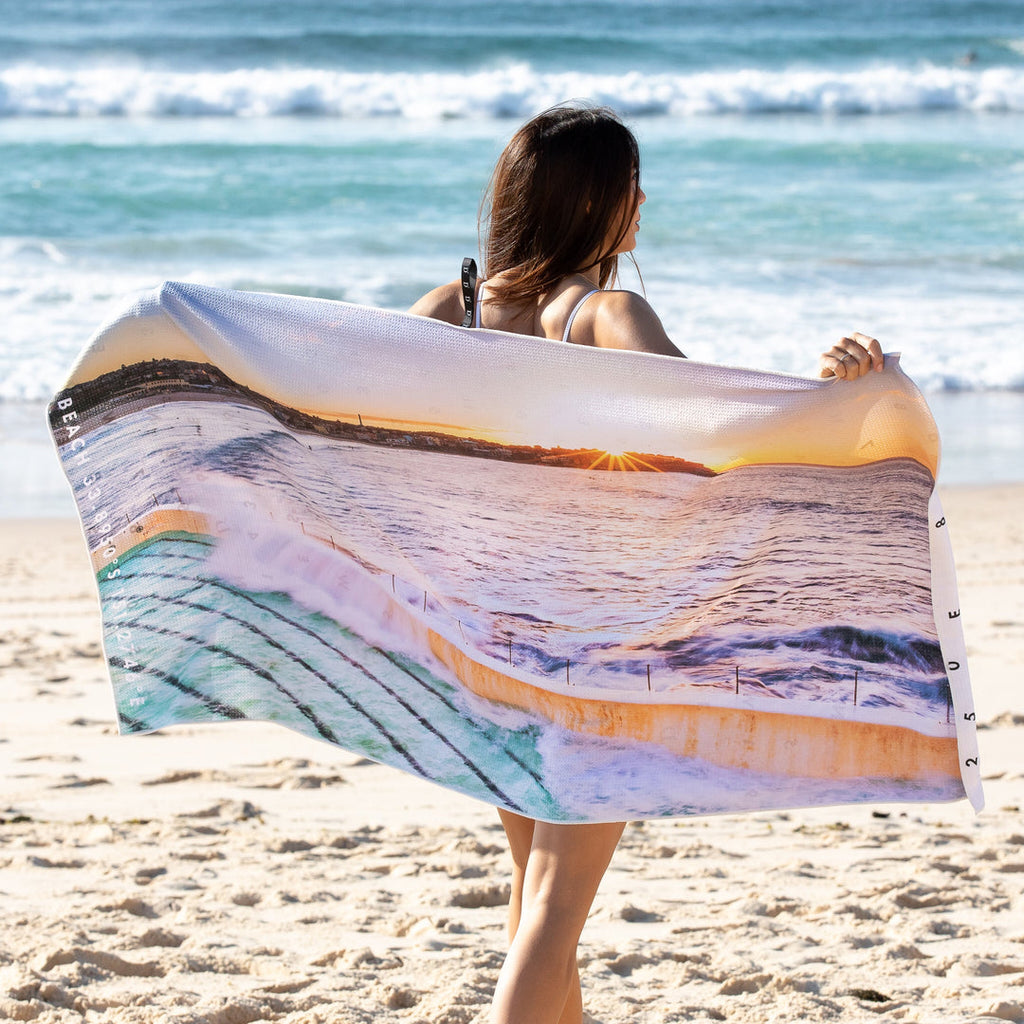 Destinations beach towel glass half full
