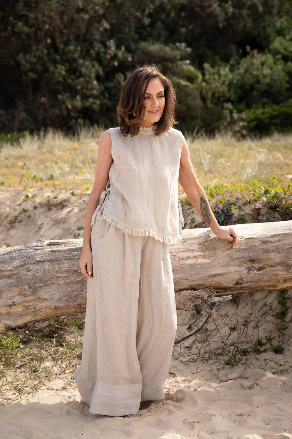 Eadie Arana Linen Pant - Natural
