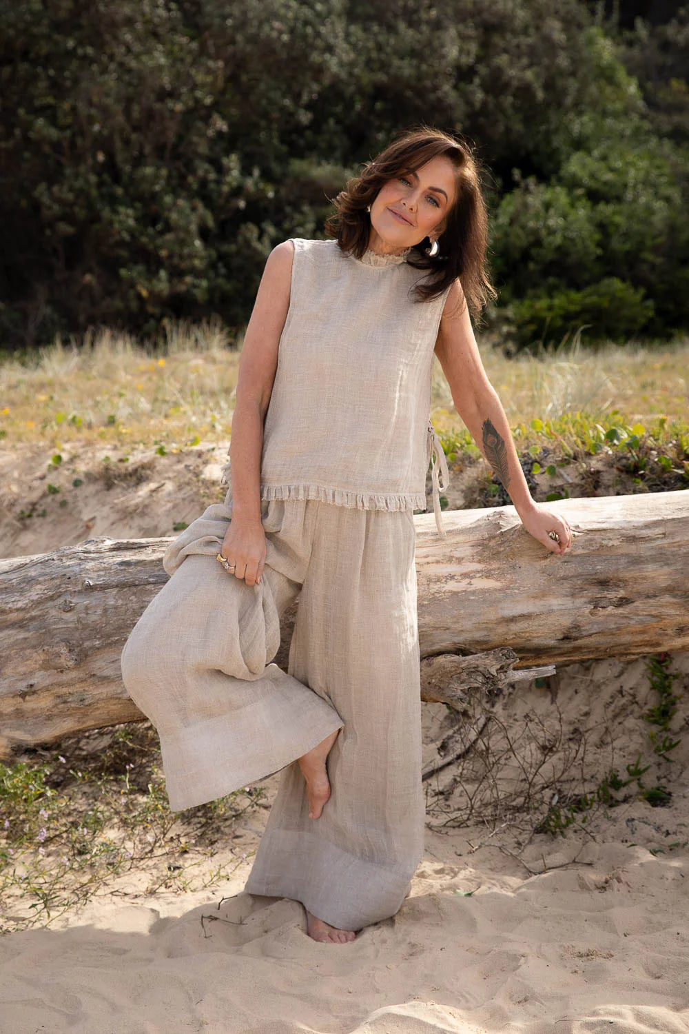 Eadie Arana Linen Pant - Natural