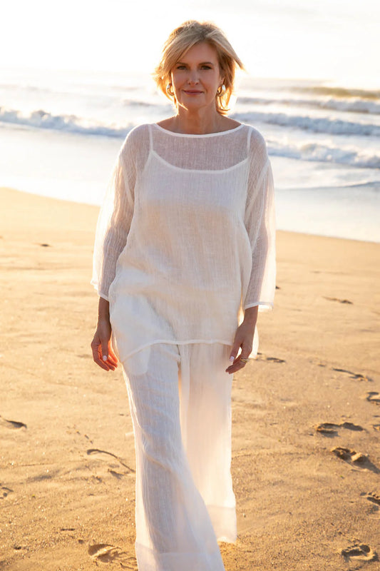 Eadie Margot reversible Linen Top - off white
