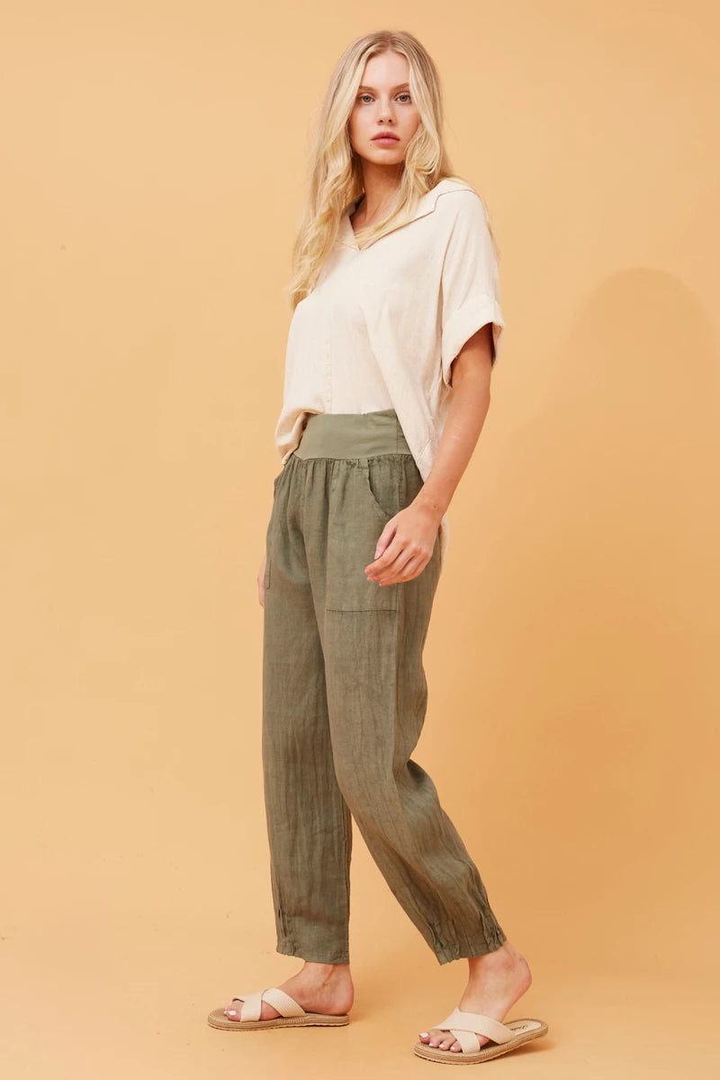 Finn Linen Pants - Khaki