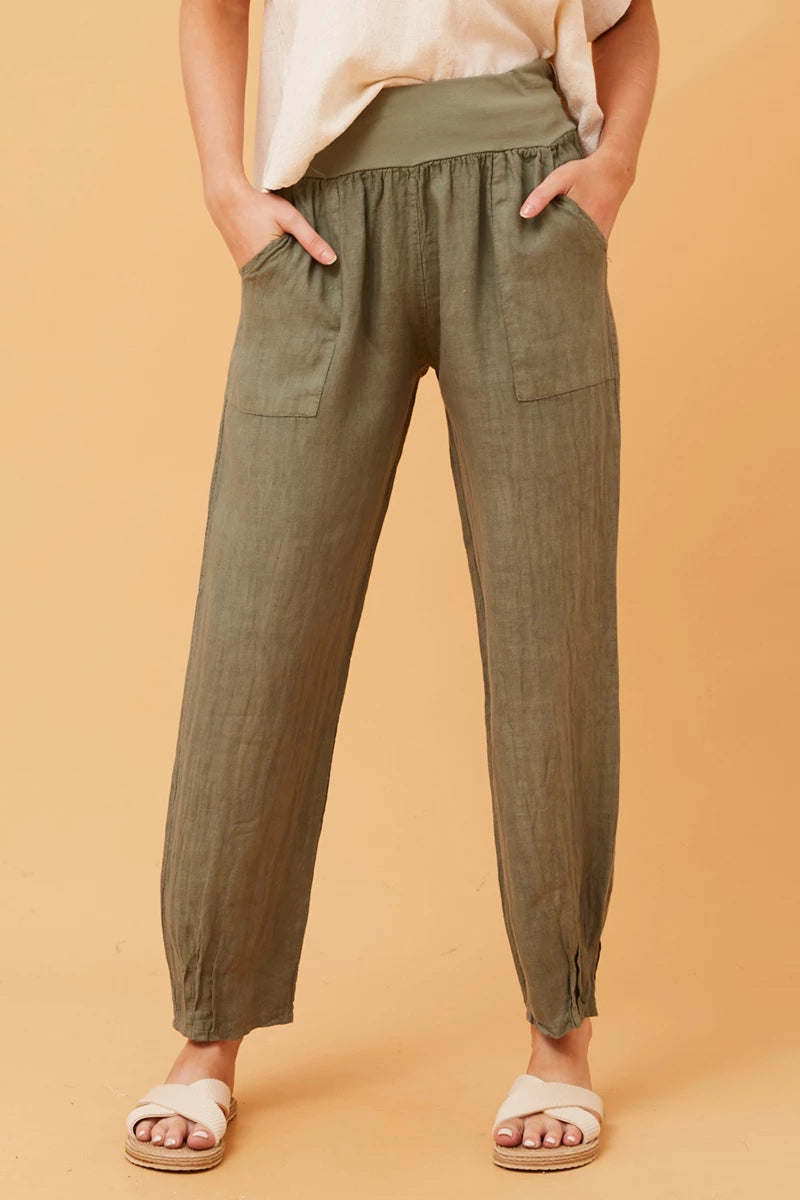 Finn Linen Pants - Khaki