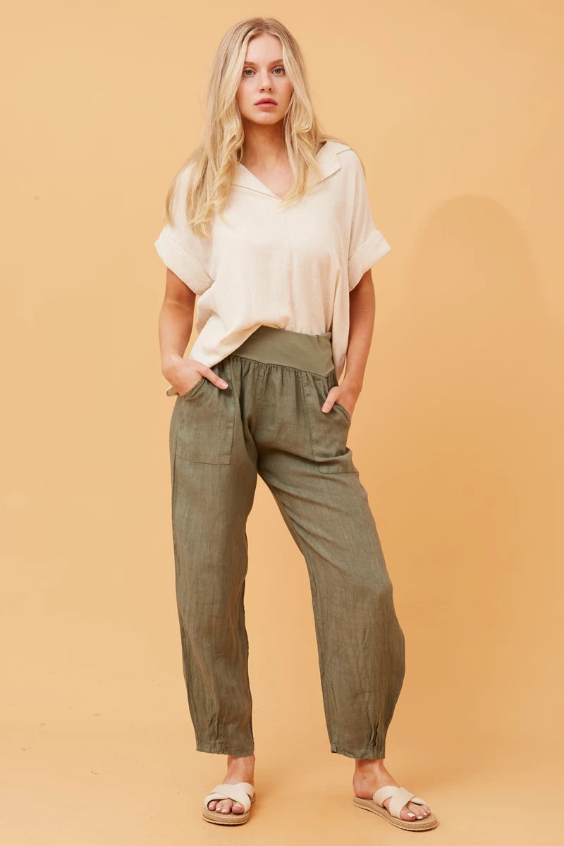 Finn Linen Pants - Khaki