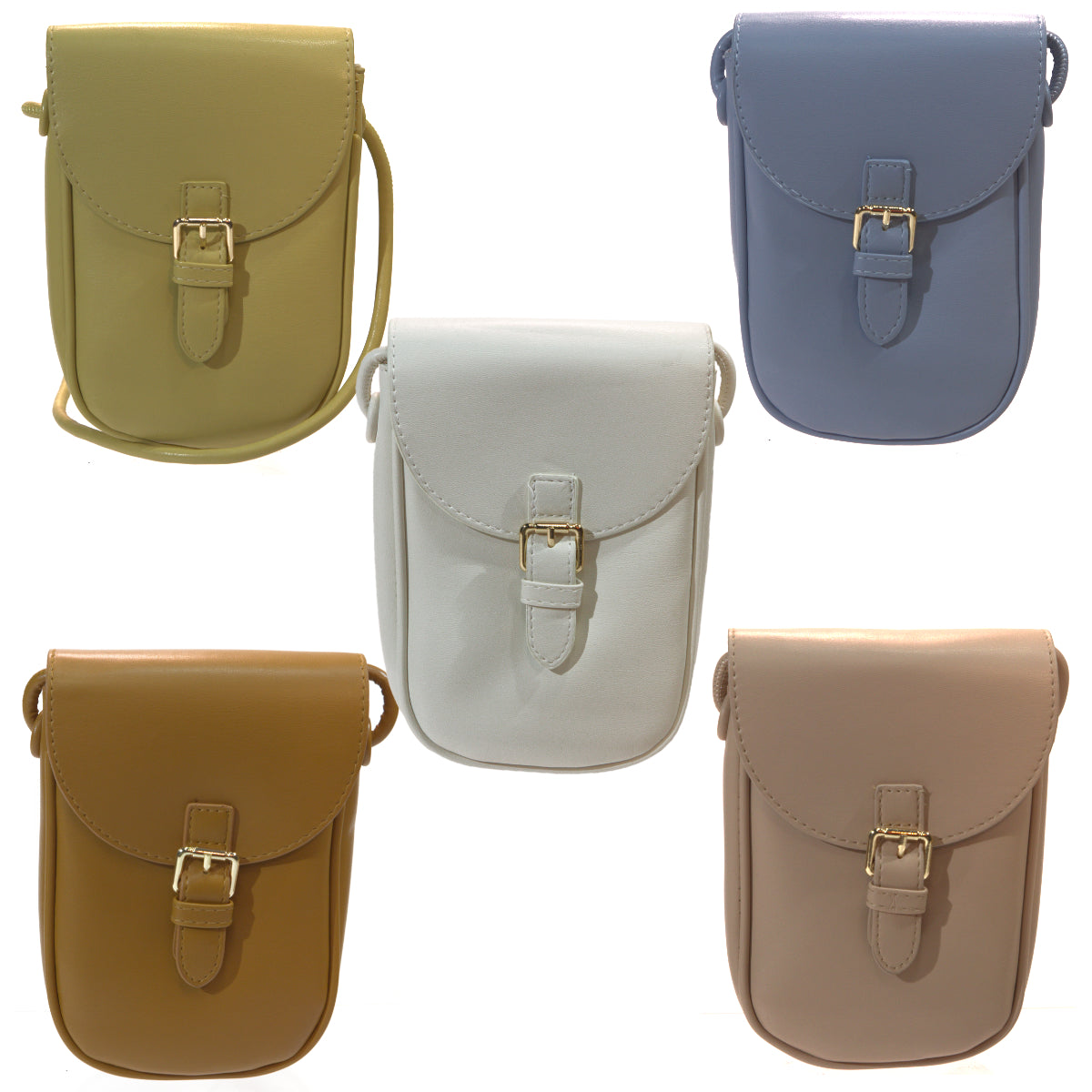Annie Round Base Crossbody Pouches in different colors