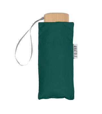green gustave micro umbrella with wooden handle