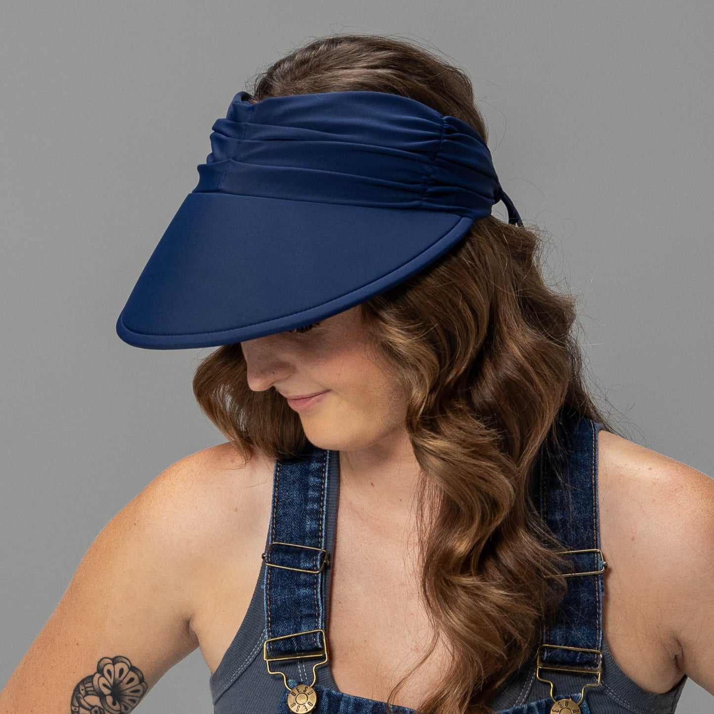 Calypso Ruched Adjustable Sun Visor - Navy