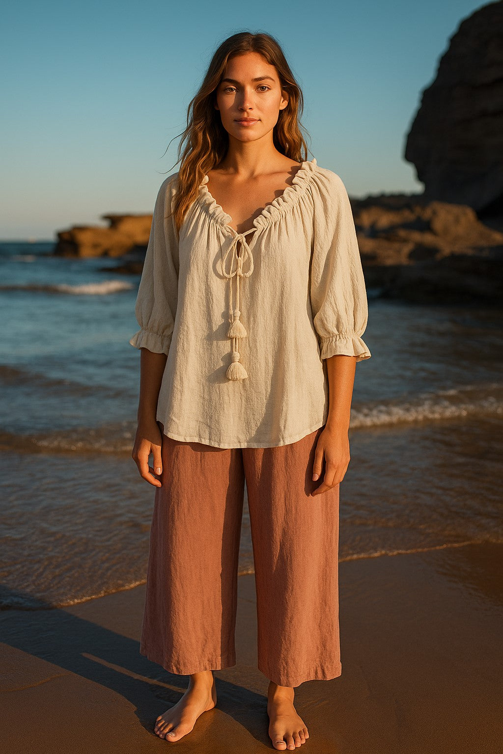 Sabrina pocket loose Ramie top