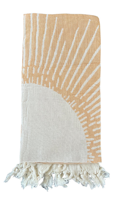 Salty Shadows Mustard Sun Turkish Towel