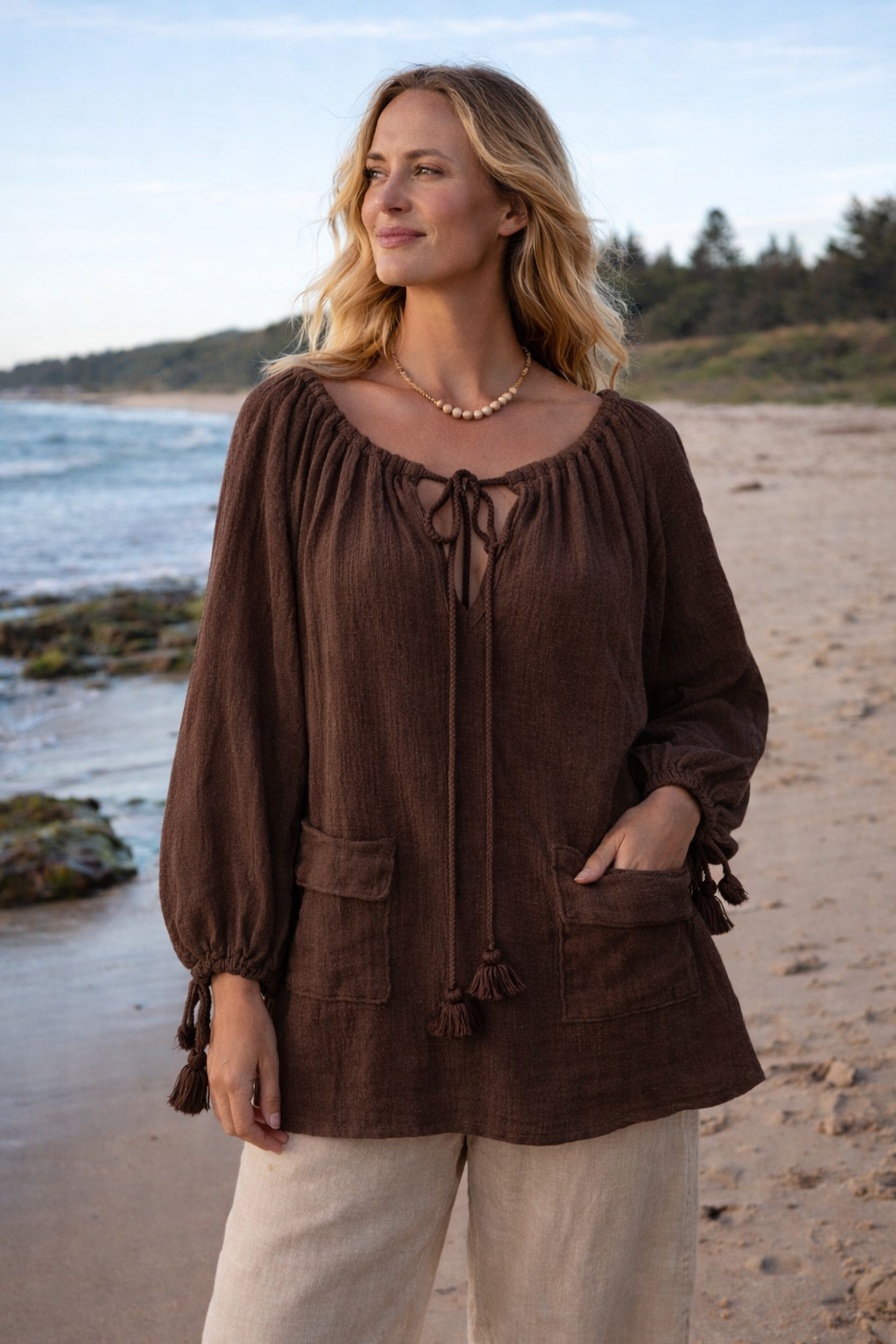 Sabrina Pocket Loose Ramie Top