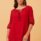ANDREA PEASANT TOP- Rich Red