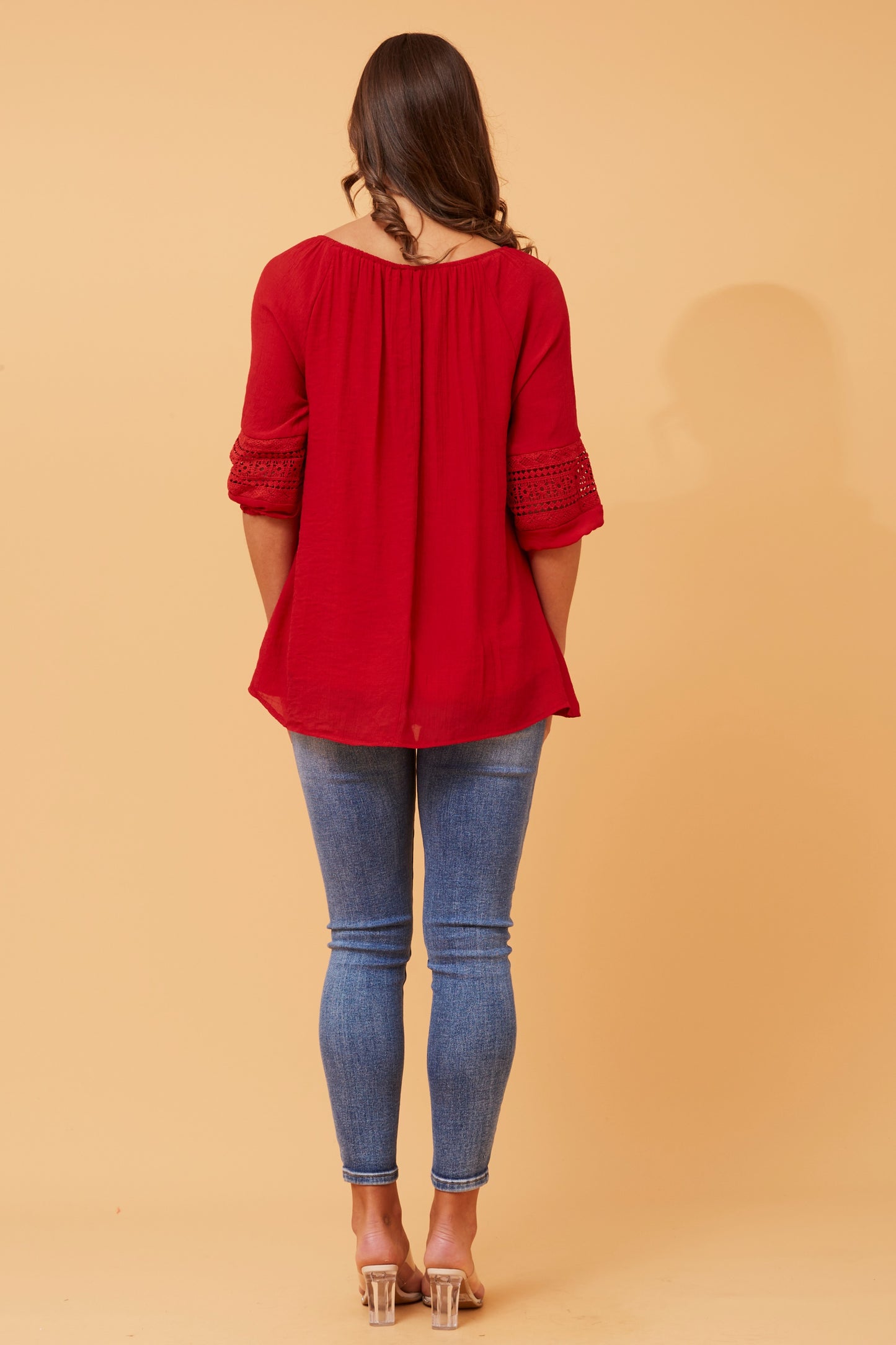 ANDREA PEASANT TOP- Rich Red