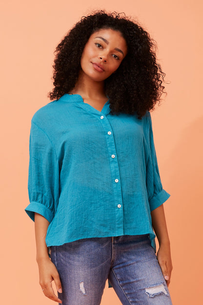 Bellina button up shirt -Turquoise