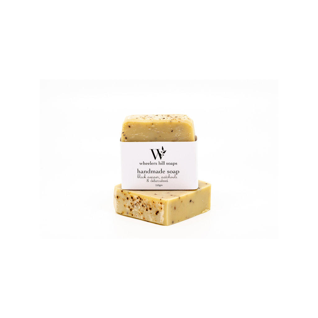 Wheelers Hill Soap Bar – Black Pepper. Patchouli & Cedarwood
