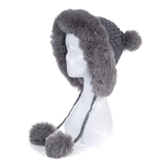 Lynney pom pom beanie - Steel grey