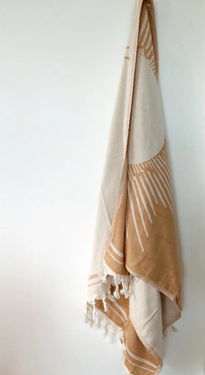 Salty Shadows Mustard Sun Turkish Towel