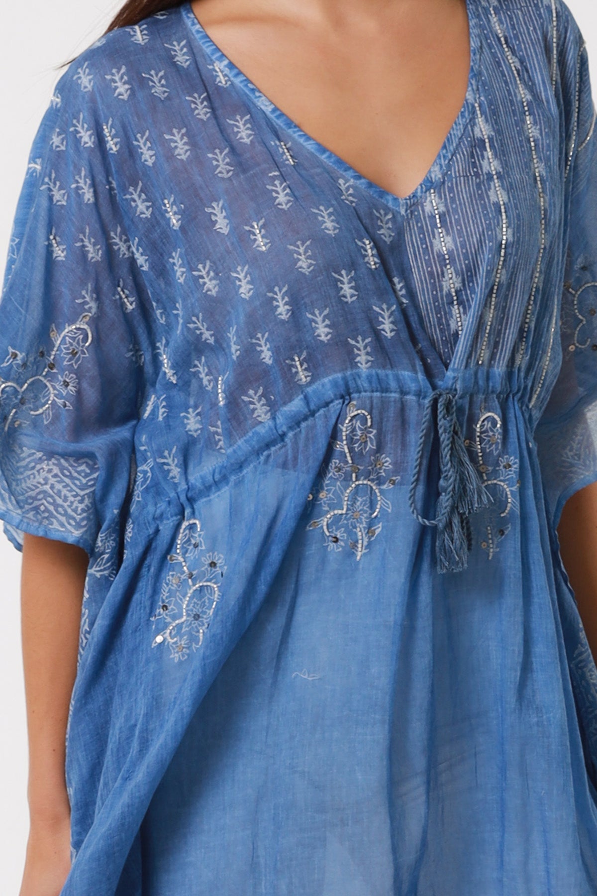 Annalise Sea Blue Cotton Kaftan dress