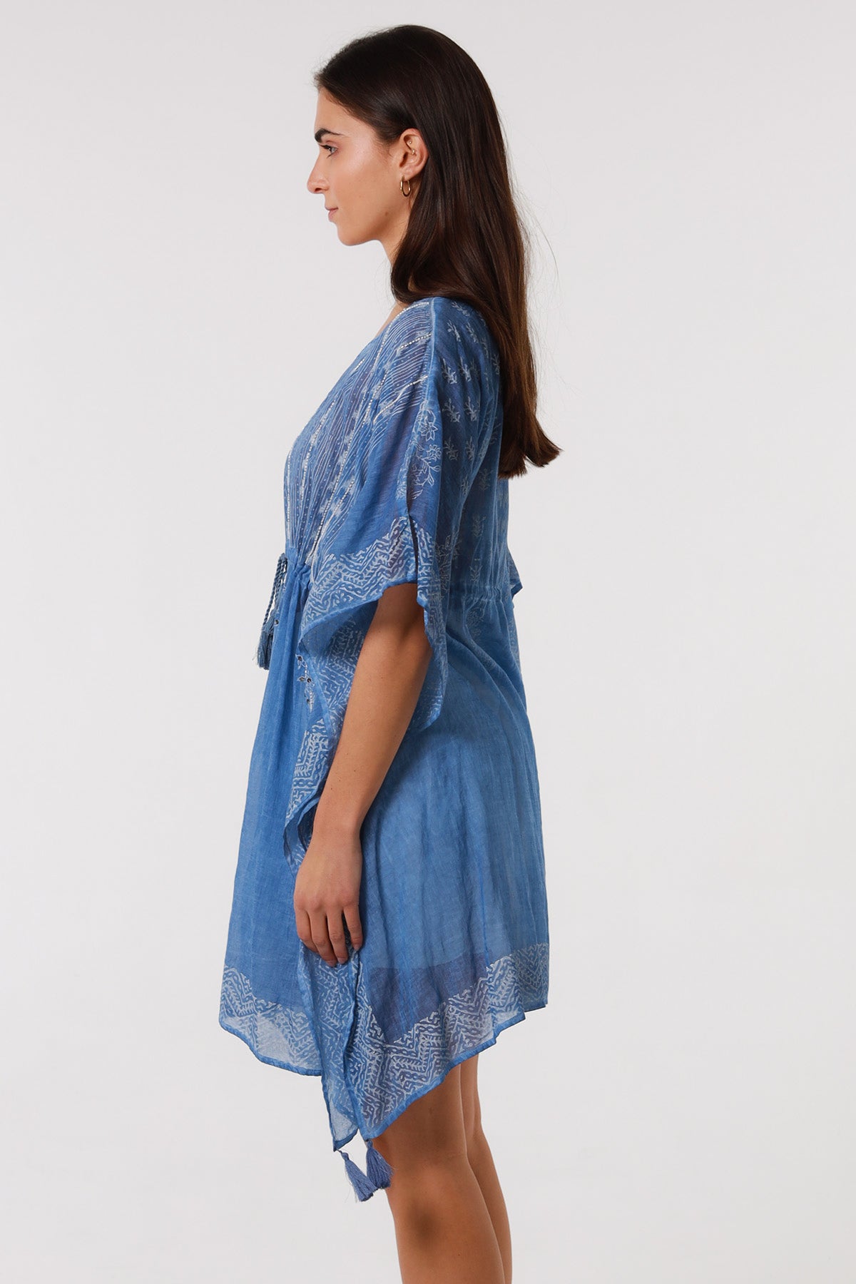 Annalise Sea Blue Cotton Kaftan dress