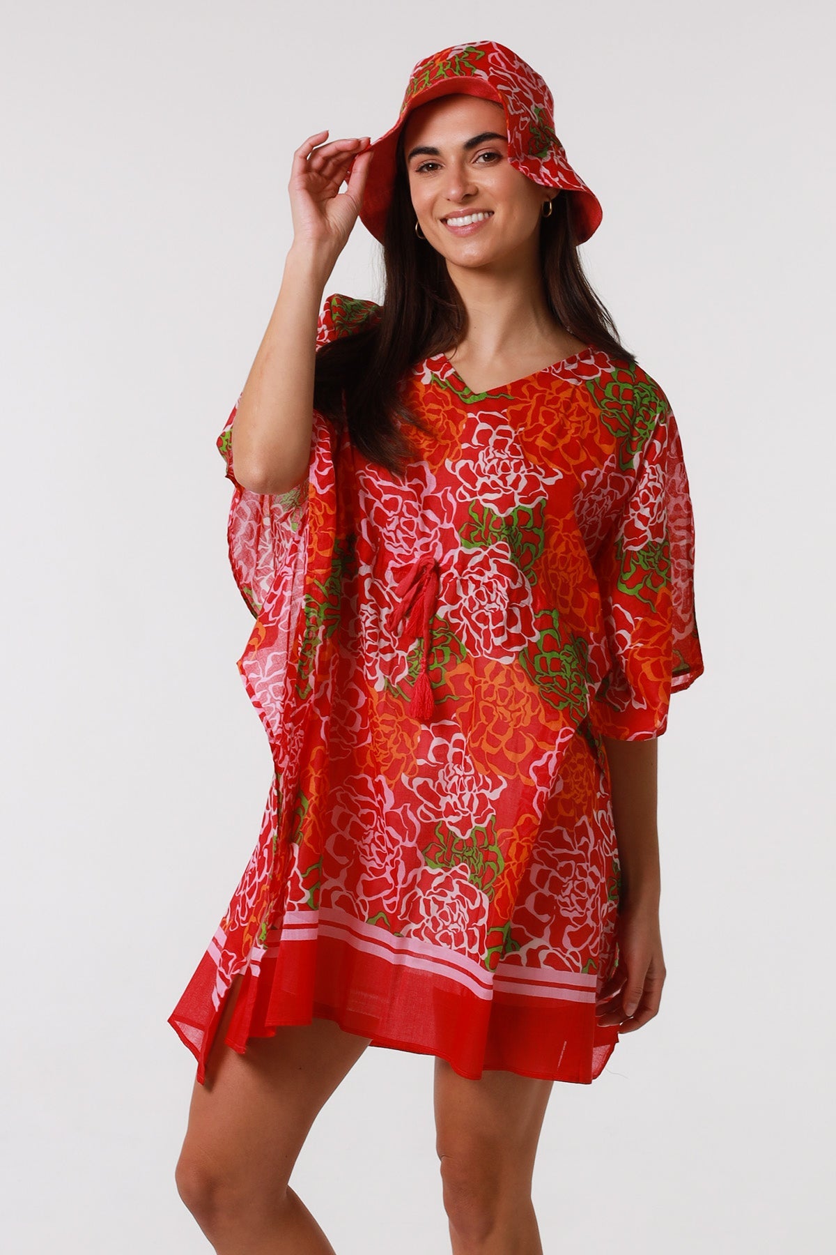 Emily cotton Kaftan dress & Hat Set