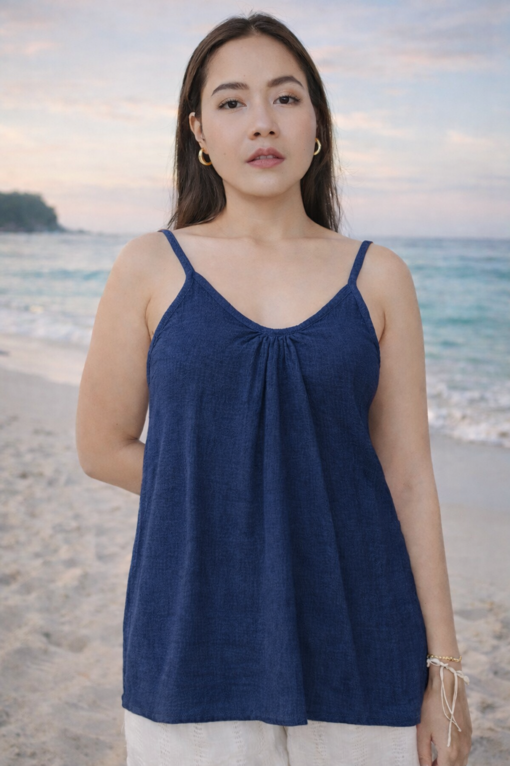 Ramie Elastic  singlet Top