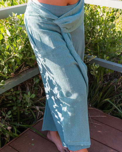 Bleu Cotton Pants with front panel