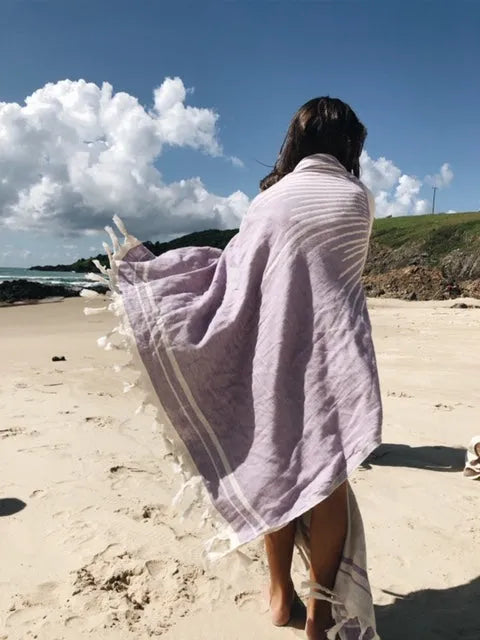 Salty Shadows Purple Sun Turkish Towel