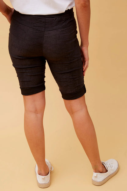 Santorini Cotton Pull On Shorts - Black