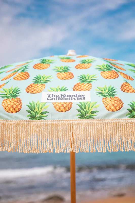 Pineapple Print with Tassels Umbrella by the Sunday Collectivist - Pacifica