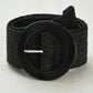 black Round buckle woven straw belt 