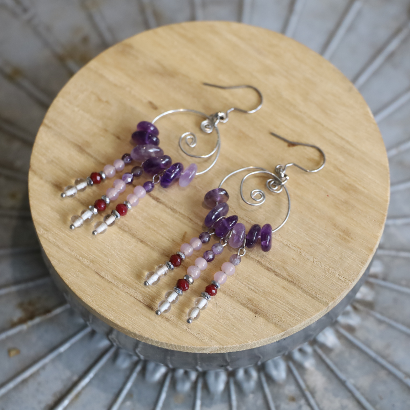 Anoush Rose Quartz & Amethyst Earrings