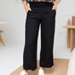 black smocked pants with side pcokets