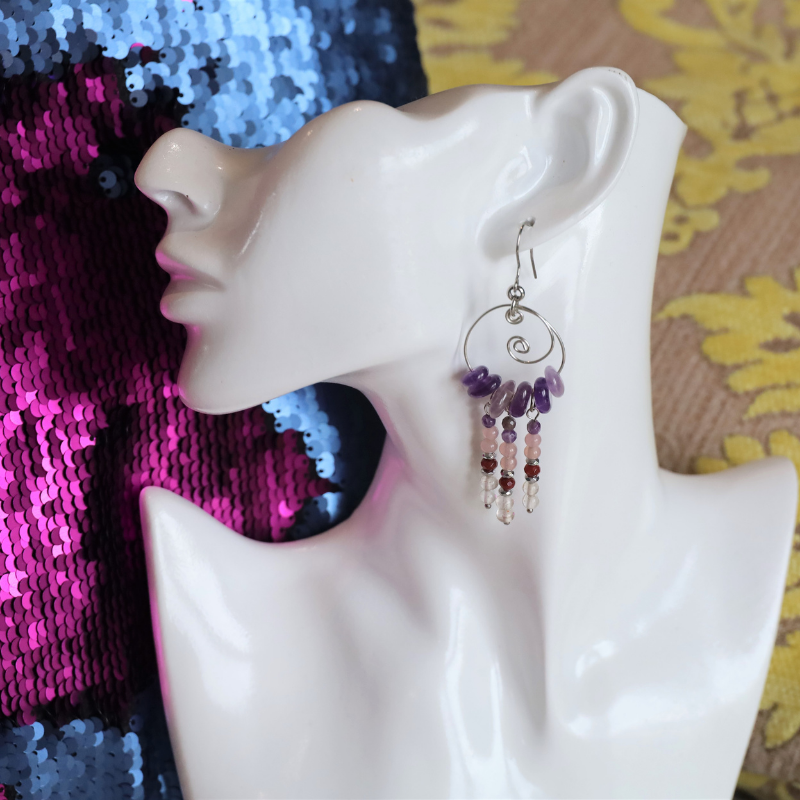 Anoush Rose Quartz & Amethyst Earrings