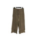 3/4 length loose capri trousers with tie on waist in army green color with three buttons on the side
