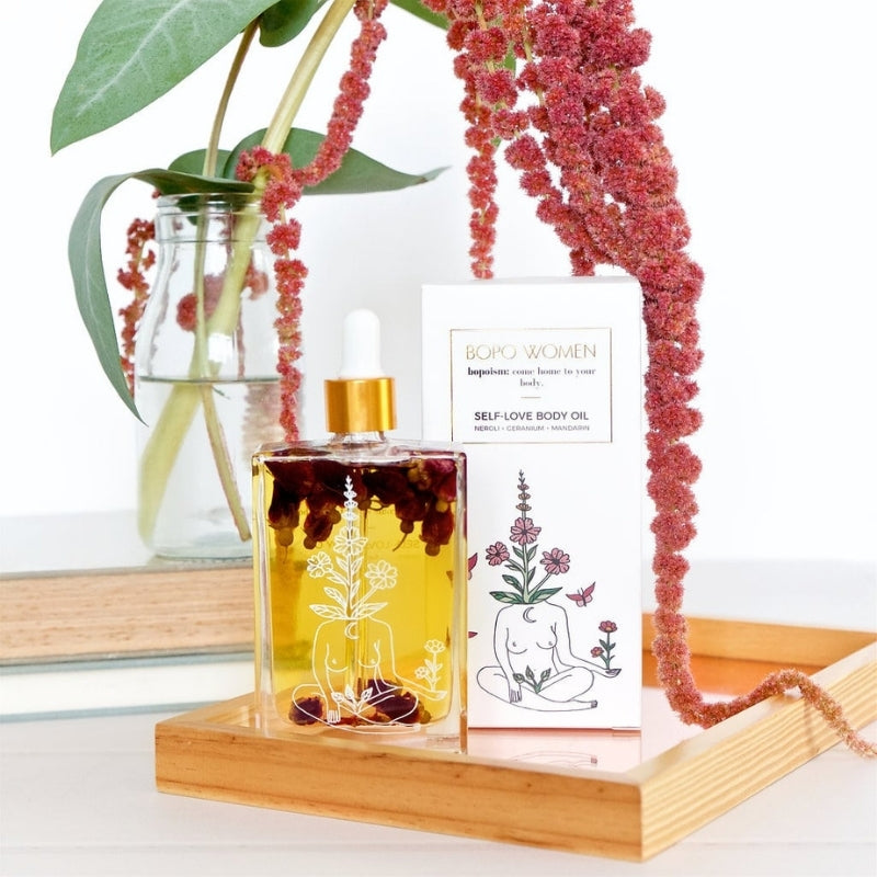 bopo women self love body oil with box