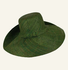 Army Green Demi Capeline Woven Straw Wide Brim Sun Hat with Bow Straw Band