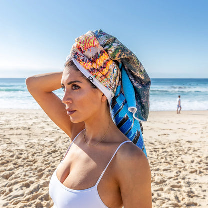 Destination Towels Positano italy wrapped on woman's hair