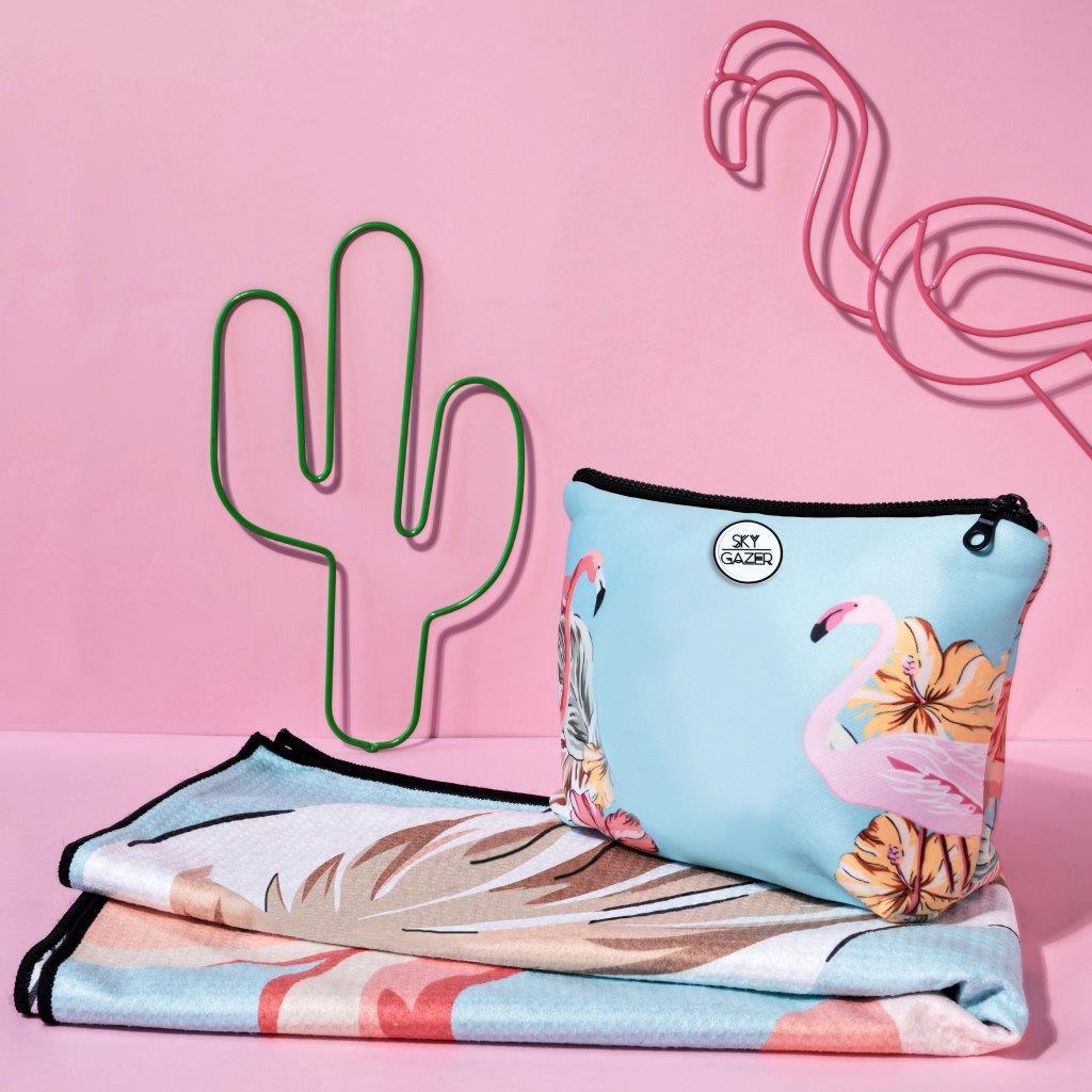 Sand Free Towel - The Byron Flamingo in Blue