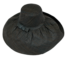Woven Straw Wide Brim Sun Hat with Bow Straw Band - Black