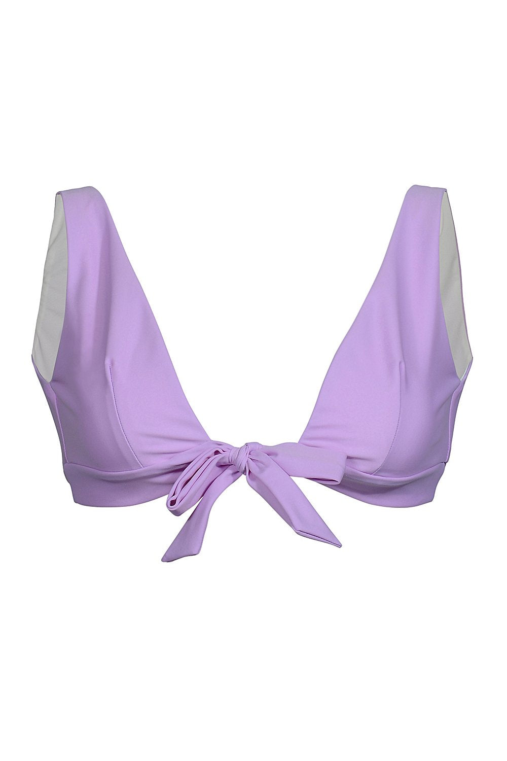 tie front top beach bikini in lilac