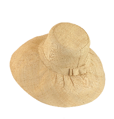 Le Panier Woven Straw Wide Brim Sun Hat with Bow Straw Band - Natural
